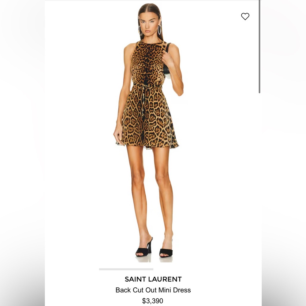 Saint Laurent Leopard Print Back Cut-Out Mini Dress - Brown Black